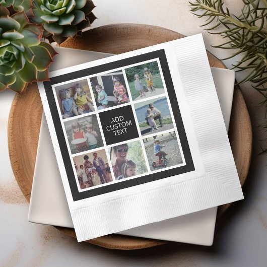8 FotoCollage - Schwarz-weiß - Benutzerdefinierter Serviette