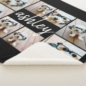 8 FotoCollage und handgeschriebener Name schwarz Sherpadecke (3/4)