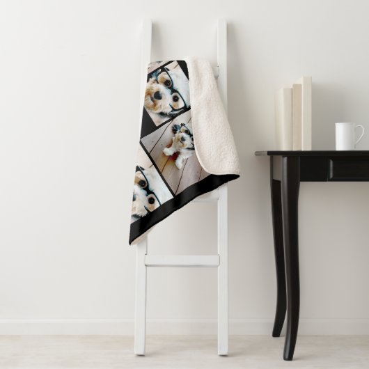 8 FotoCollage und handgeschriebener Name schwarz Sherpadecke (Beispiel)