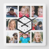 8 FotoCollage White Square Wall Uhr (Vorderseite)