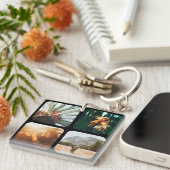 8 Fotomodell Doppelseitiges Gitterrounded Schwarz Schlüsselanhänger (Vorderseite rechts)