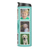 8 Fotos Aquamarines Muster Fotomaterial Collage Thermosbecher (Nach rechts gedreht)