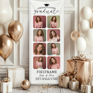 8 Fotos Collage Abschluss Modern Minimal Weiß Banner