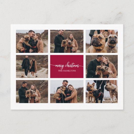 8 Fotos Collage Stilvolle Schrift Frohe Weihnachte Postkarte (Vorderseite)