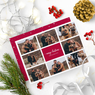 8 Fotos Collage Stylische Schrift Frohe Weihnachte Einladung