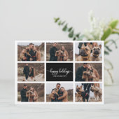 8 Fotos Happy Holidays Collage Black Christmas Einladung (Stehend Vorderseite)