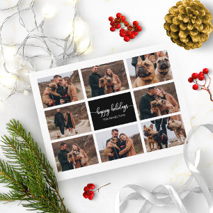 8 Fotos Happy Holidays Collage Schwarz Weihnachten Postkarte