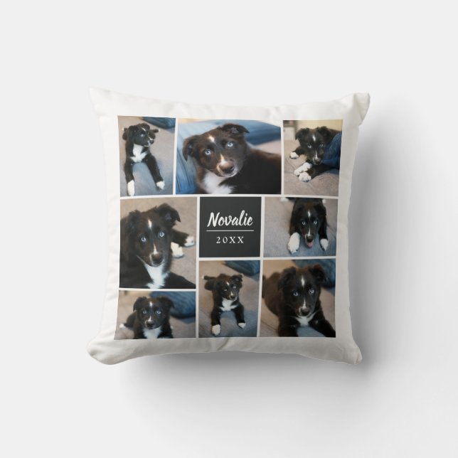 8 Fotosammlung| Blumenmuster| Schwarz Kissen (Vorderseite)