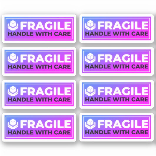 8 Fragile Shipping Stickers (Handle with Care) Aufkleber (Vorderseite)