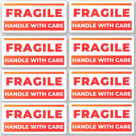 8 Fragile Stickers, Shipping Labels for Breakables (Vorderseite)