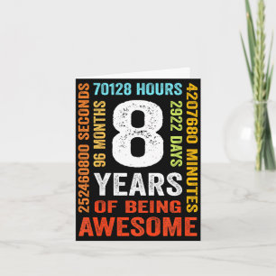 8. Geburtstag 8 Jahre alt Vintage Retro 96 Monate Karte