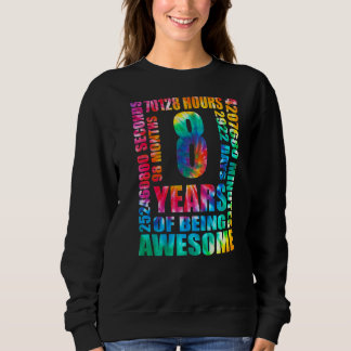 8. Geburtstag 8 Jahre alte Retro-Gefärbte Krawatte Sweatshirt