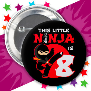 8. Geburtstag 8 Jahre Altes Kind Party Little Ninj Button