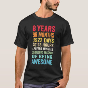 8. Geburtstag 8 Jahre Vintages Retro 96 Monate T-Shirt