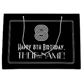 8. Geburtstag — Art Deco Inspiriert Aussehen "8" & Große Geschenktüte