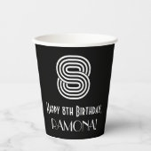 8. Geburtstag — Art Deco Inspiriert Aussehen "8" + Pappbecher (Vorderseite)