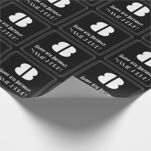 8. Geburtstag: Art Deco Inspiriert Look "8" & Name Geschenkpapier