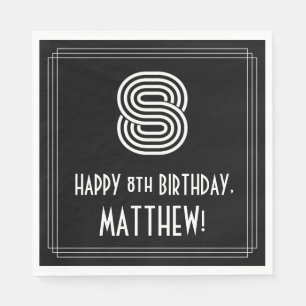 8. Geburtstag: Art Deco Inspiriert Look "8" + Name Serviette