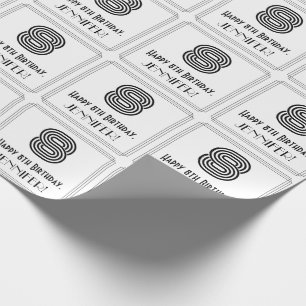 8. Geburtstag: Art Deco Inspiriert Stil "8" + Name Geschenkpapier