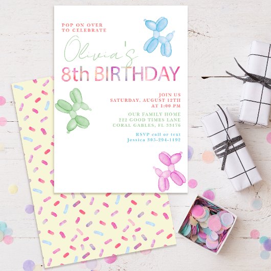 8. Geburtstag Ballon Tier Einladung