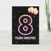 8. Geburtstag Ballons und Confetti Karte (Vorderseite)