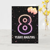 8. Geburtstag Ballons und Confetti Karte (Gelbe Blume)