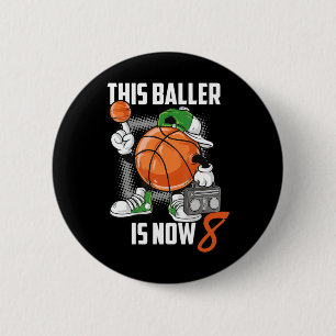 8. Geburtstag Basketball-Spieler Funny 8 Jahre alt Button