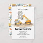 8. Geburtstag Baujunge Geburtstag Einladung (Vorne/Hinten)