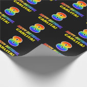 8. Geburtstag: Bold, Fun, Simple, Rainbow 8 Geschenkpapier (Ecke)