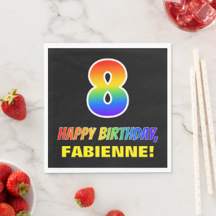 8. Geburtstag: Bold, Fun, Simple, Rainbow 8 Serviette