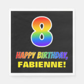 8. Geburtstag: Bold, Fun, Simple, Rainbow 8 Serviette (Vorderseite)