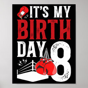 8. Geburtstag Boxen Junge 8 Jahre alter Boxer Bday Poster