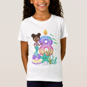 8. Geburtstag Bunte Meerjungfrau & Meereslebewesen T-Shirt