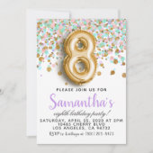 8. Geburtstag Confetti Einladung (Vorderseite)