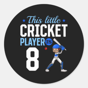 8. Geburtstag Cricket-Spieler Runder Aufkleber