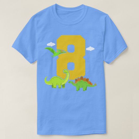 8. Geburtstag Dinosaurier T-Shirt (Design vorne)