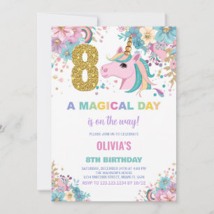 8. Geburtstag Einhorn Geburtstag Einladungen