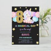 8. Geburtstag Einhorn Geburtstag Einladungen (Stehend Vorderseite)
