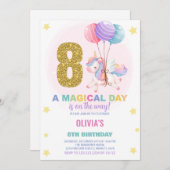 8. Geburtstag Einhorn Geburtstag Einladungen (Vorne/Hinten)