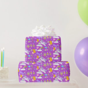 8. Geburtstag Einhorn Muster weiß Geschenkpapier