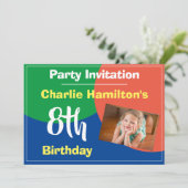 8. Geburtstag Einladung mit Foto (Stehend Vorderseite)