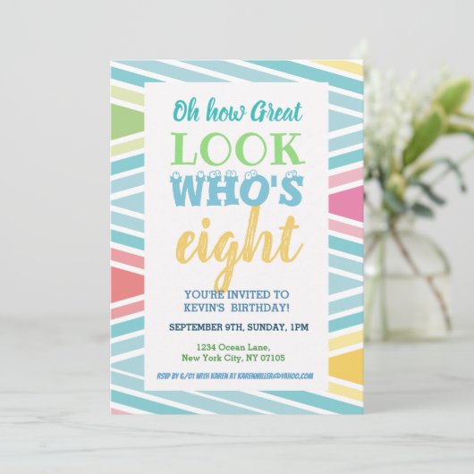 8. Geburtstag Einladung Redewendungen (Stehend Vorderseite)