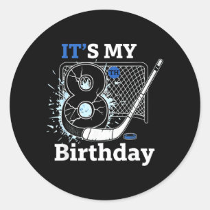 8. Geburtstag Eishockey Geburtstagsjunge für 8 Jah Runder Aufkleber