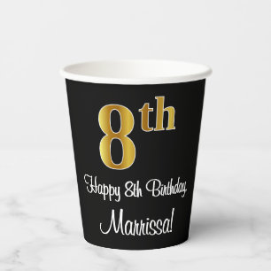 8. Geburtstag - Elegante Luxuriöse Imitate Gold Lo Pappbecher