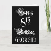 8. Geburtstag: Extravagant, elegant, Script + Indi Karte (Vorderseite)