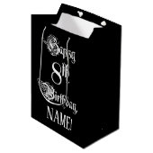 8. Geburtstag: Extravagant, elegant, Script + Indi Mittlere Geschenktüte (Vorderseite Schrägansicht)