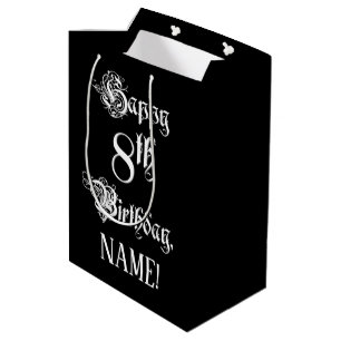 8. Geburtstag: Extravagant, elegant, Script + Indi Mittlere Geschenktüte