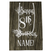 8. Geburtstag: Extravagant, Imitate Holzaussehen + Mittlere Geschenktüte (Rückseite)