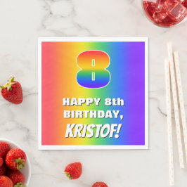 8. Geburtstag: Farbenfroh, Fun Rainbow Pattern # 8 Serviette