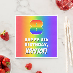 8. Geburtstag: Farbenfroh, Fun Rainbow Pattern # 8 Serviette